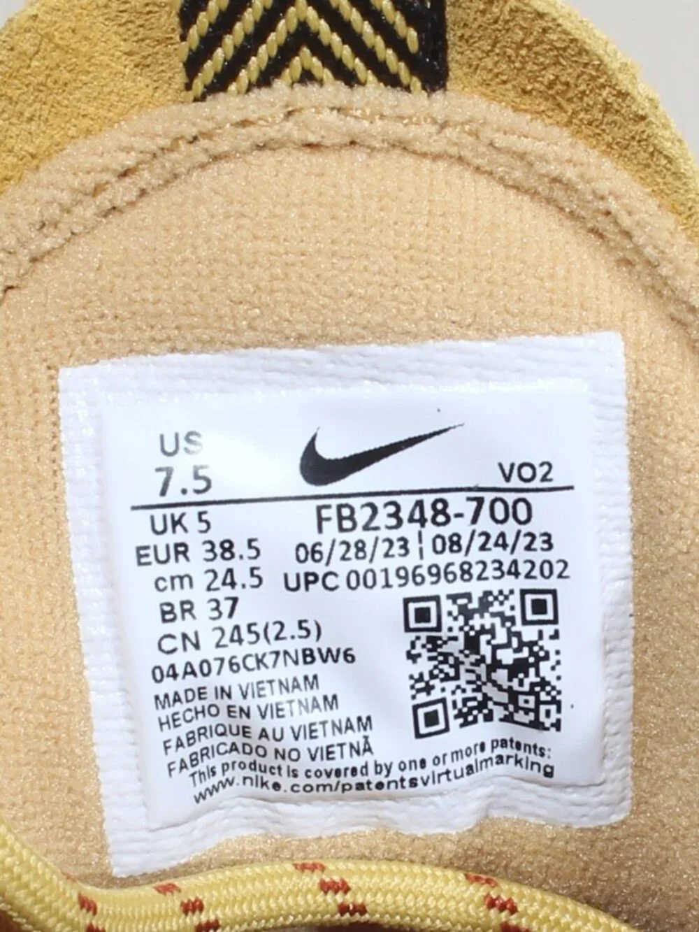 Womens Nike Air Force 1 Wild Size 7.5 Wheat FB2348-700 Sneakers Shoes